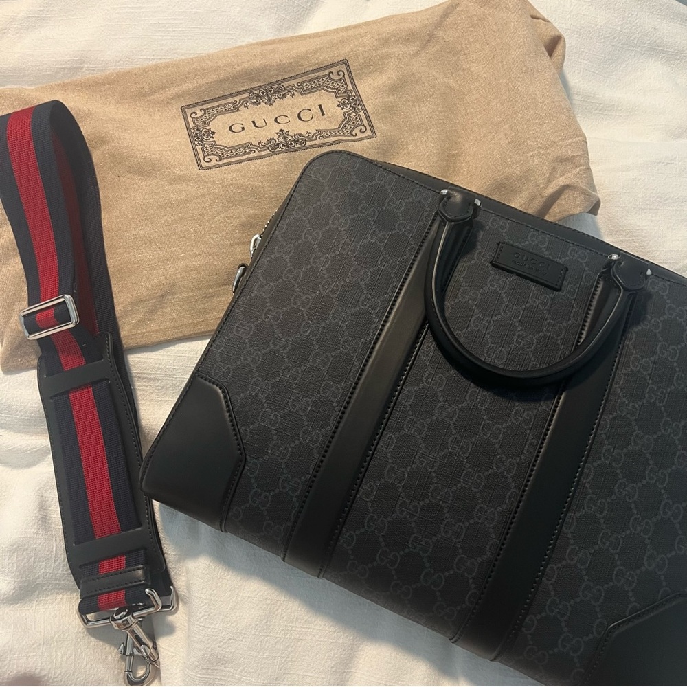 BRAND NEW Gucci GG black briefcase messenger bag